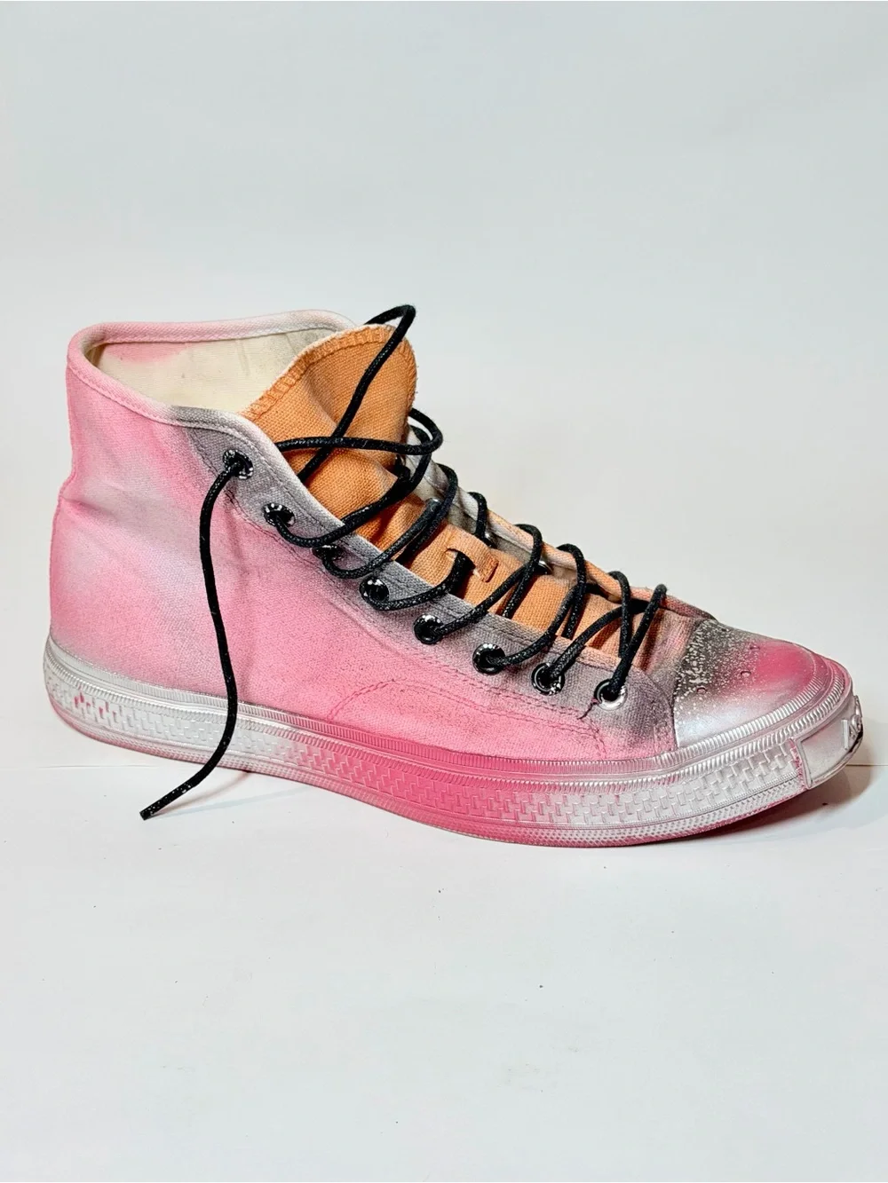 Acne Pink Gradient High-Top Canvas Sneakers